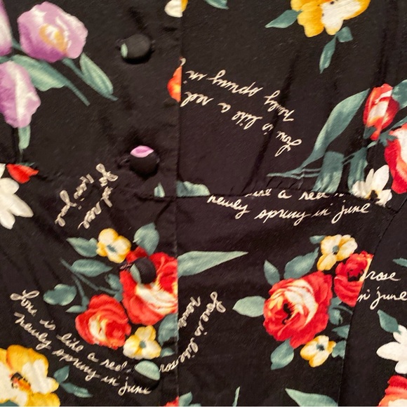 R J STEVENS Vtg Dress Black Multi Floral Colors Size 16 “Rockabilly Style” EUC - Picture 2 of 4